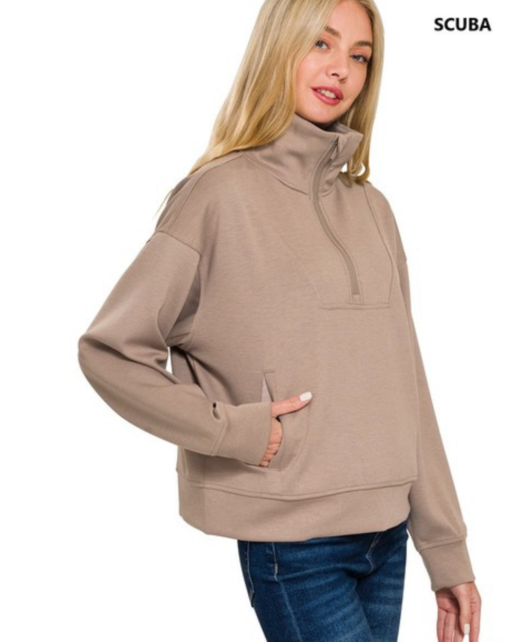 The Seven Oak Scuba 1/2 Zip Pullover in Cocoa S-L