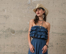 Load image into Gallery viewer, The Dodson Denim Ruffle Top S-L
