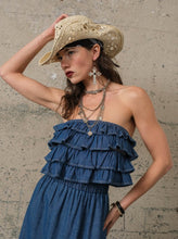Load image into Gallery viewer, The Dodson Denim Ruffle Top S-L
