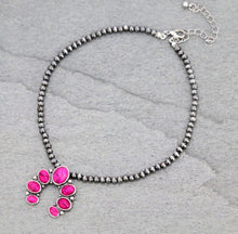 Load image into Gallery viewer, Navajo Style Pearl Choker with Pink Squash Blossom Pendant
