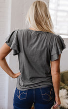 Load image into Gallery viewer, The Hudson Gray Ruffle Sleeve Top S-3X
