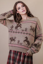 Load image into Gallery viewer, The Tulsa Taupe Horse Sweater S-L
