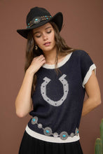 Load image into Gallery viewer, The Navy Horseshoe Sweater Vest S-L
