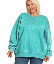 Load image into Gallery viewer, The Pecan Hill Teal Mineral Wash Sweatshirt S-3X
