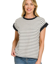 Load image into Gallery viewer, The Sweetwater Stripe Cream-Black Top S-3X

