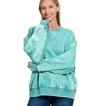 Load image into Gallery viewer, The Pecan Hill Teal Mineral Wash Sweatshirt S-3X
