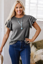 Load image into Gallery viewer, The Hudson Gray Ruffle Sleeve Top S-3X
