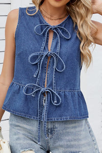The Terrell Denim Bow Vest S-XL