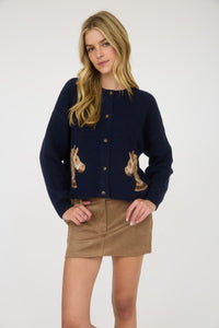 The Navy Pony Cardigan Sweater S-L