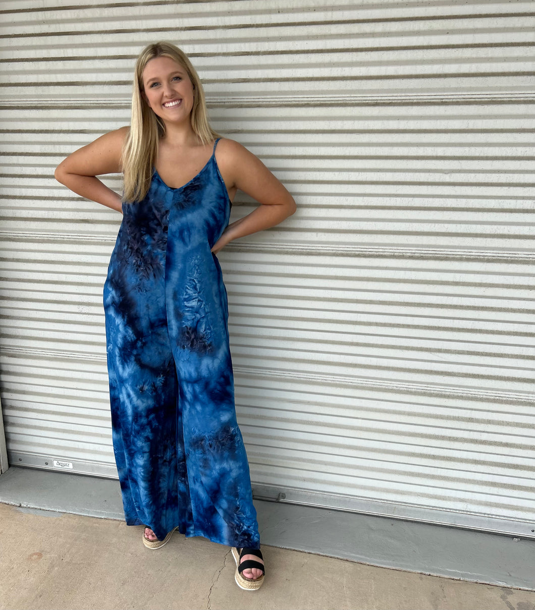 The Camellia Jumpsuit in Blue S-3X