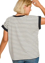 Load image into Gallery viewer, The Sweetwater Stripe Cream-Black Top S-3X
