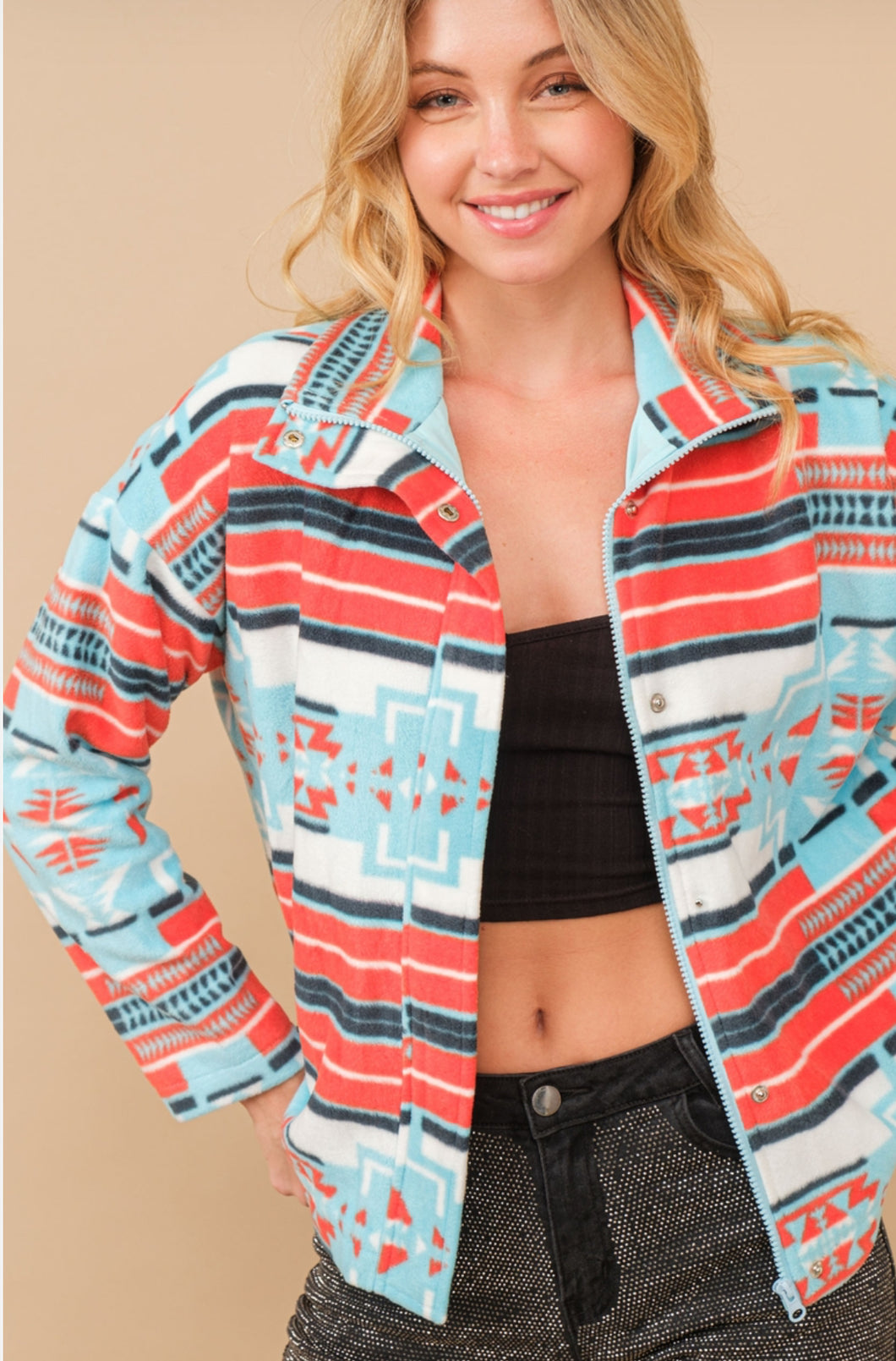 The Bridge City Blue-Orange Aztec Jacket S-L