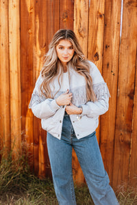 The Ya'll Fly Puffer Jacket in Chrome S-3X