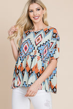 Load image into Gallery viewer, The Lindale Aztec Peplum Top Mint S-XL
