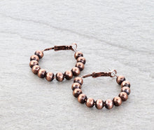Load image into Gallery viewer, The Copper Cowgirl Pearl Hoop Earrings Small
