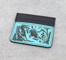 Load image into Gallery viewer, The Willis Tooled Turquoise Card Holder
