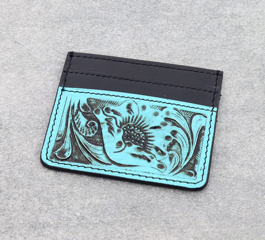 The Willis Tooled Turquoise Card Holder