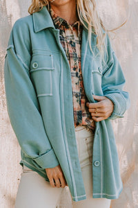 The Covington Shacket in Washed Sage S-L