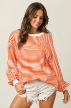 Load image into Gallery viewer, The Orange-White Stripe Top S-XL
