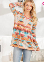 Load image into Gallery viewer, The Keller Aztec Babydoll Top S-3X
