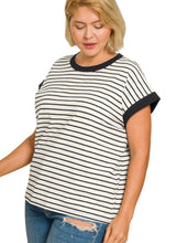 Load image into Gallery viewer, The Sweetwater Stripe Cream-Black Top S-3X
