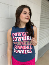 Load image into Gallery viewer, Pink Cowgirl Distressed Sleeveless Tee S-L
