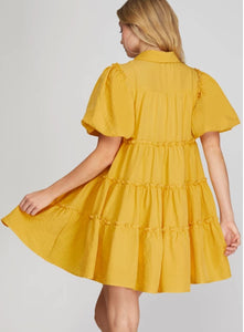 The Hill Country Mustard Dress S-L