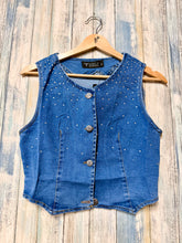 Load image into Gallery viewer, The Spencer Rhinestone Denim Vest! S-XL
