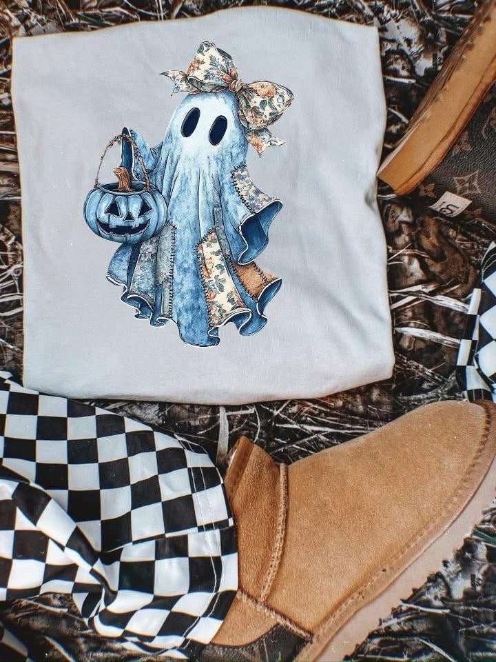 The Blue Denim Patchwork Ghost Tee S-XL