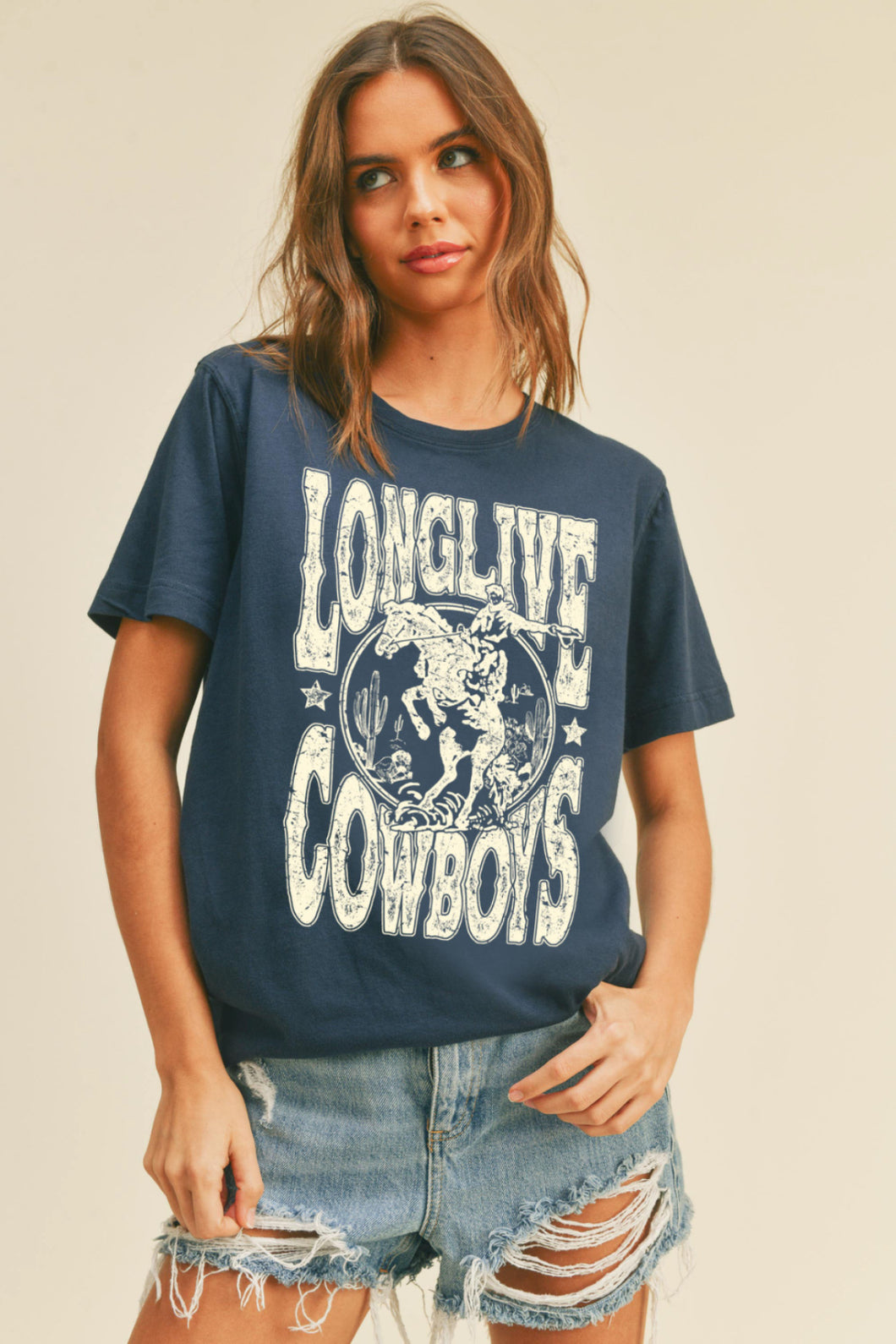 The Long Live Cowboys Tee in French Navy S-XL