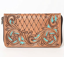 Load image into Gallery viewer, The Cooperton Turquoise Tooled Wallet
