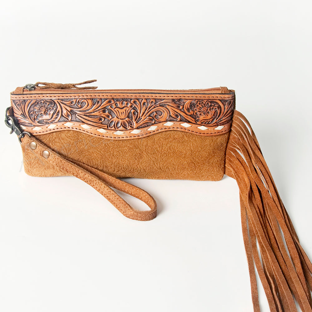 The Chambers Embossed & Tooled Wristlet in Buckskin