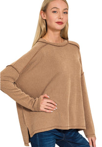 The Trinity Deep Camel Ribbed Top S-3X