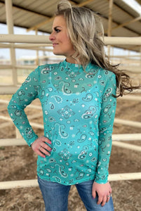 The Bandana Babe Mesh Turquoise S-3X