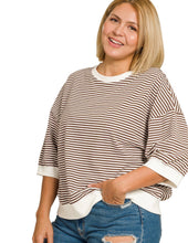 Load image into Gallery viewer, The Bowie Brown Stripe Top S-3X
