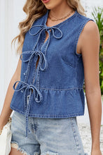 Load image into Gallery viewer, The Terrell Denim Bow Vest S-XL
