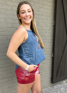 The Shiney Shorts Firework Red S-XL