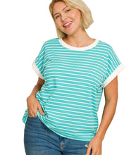 Load image into Gallery viewer, The Sweetwater Stripe Turquoise Top S-3X
