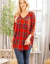 Load image into Gallery viewer, The Red Plaid Babydoll Top S-L

