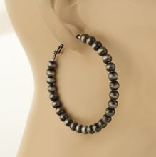 Load image into Gallery viewer, The Navajo Pearl Large Hoop Earrings Silver
