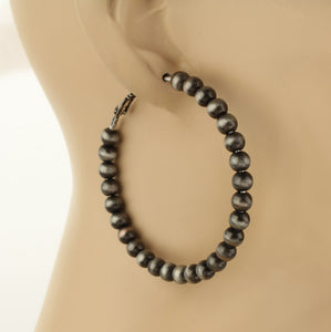 The Navajo Pearl Large Hoop Earrings Silver
