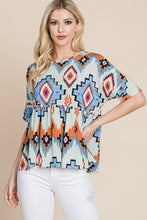 Load image into Gallery viewer, The Lindale Aztec Peplum Top Mint S-XL
