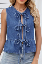 Load image into Gallery viewer, The Terrell Denim Bow Vest S-XL
