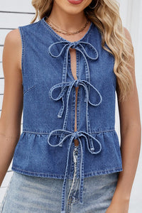 The Terrell Denim Bow Vest S-XL