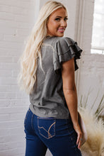 Load image into Gallery viewer, The Hudson Gray Ruffle Sleeve Top S-3X
