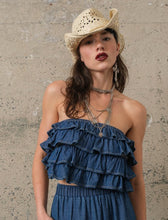 Load image into Gallery viewer, The Dodson Denim Ruffle Top S-L
