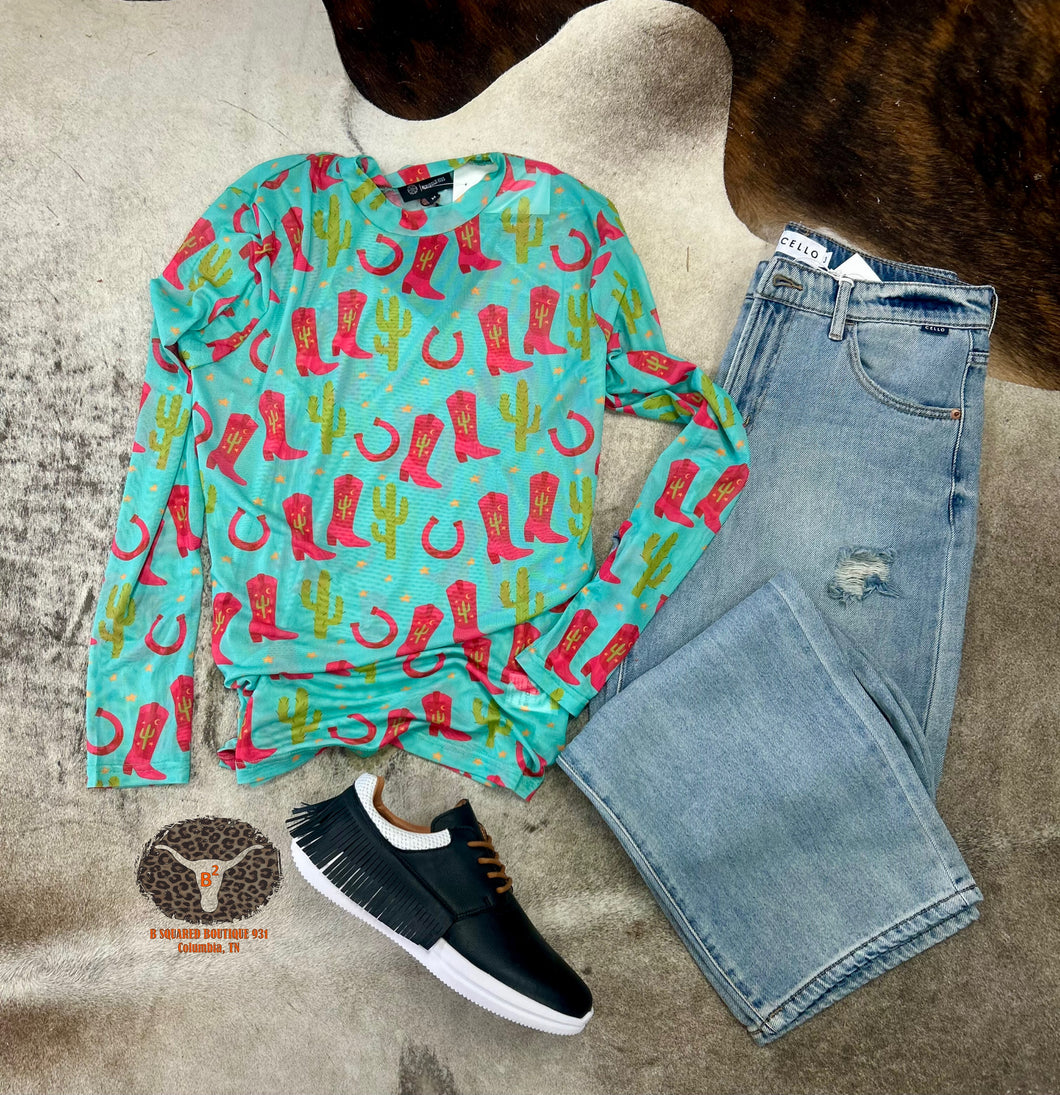 The Cactus Boots Mesh Top S-L