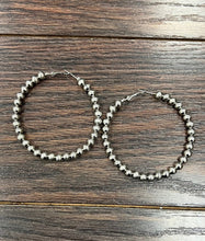 Load image into Gallery viewer, The Kirby Handmade Silver Navajo Bead Hoop Earrings
