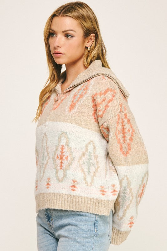 The Hunt Aztec 1/4 Zip Sweater