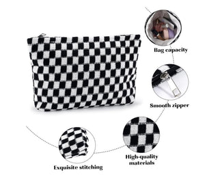 The Cove Checkered Cosmetic Pouch in Pink